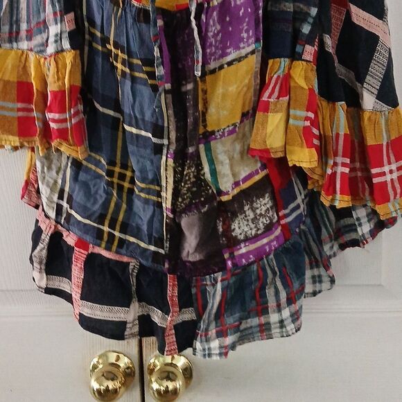 Sacred Threads patchwork boho hippie  wide bell sleeve blouse  Sz L/XL - Picture 2 of 8